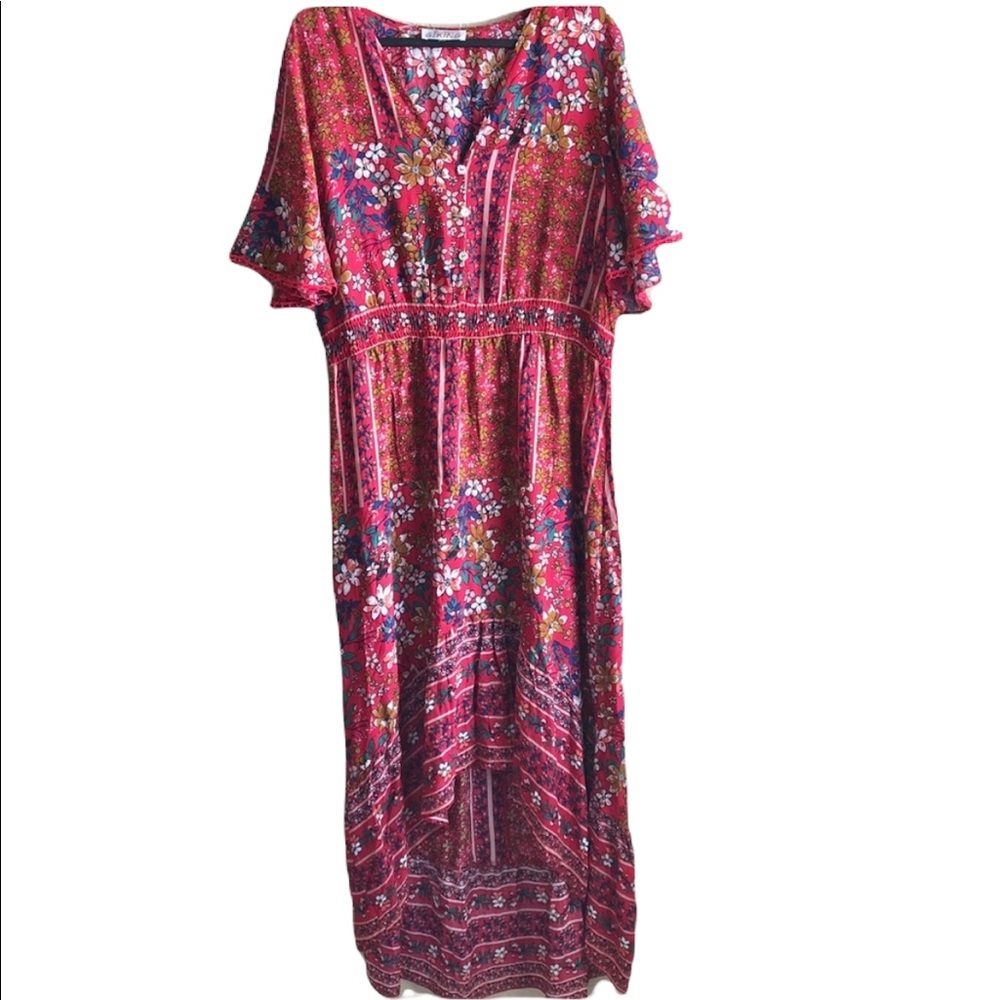 Giking Bohemian Floral High Low Dress